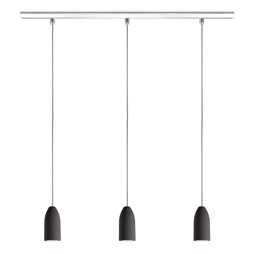 Buchenbusch urban design 3er Deckenlampe dark edition, Pendelleuchte mit Textilkabel Grau, Beton Hängelampe, Lampe Esszimmertisch Wohnzimmer Küche von Buchenbusch urban design