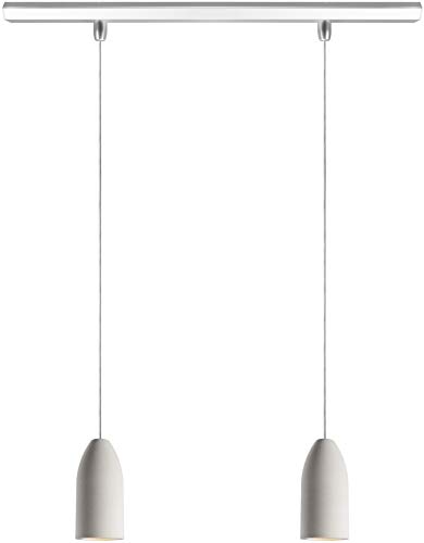 Buchenbusch urban design Pendelleuchte 2 flammig light edition, Schlafzimmerlampe hängend mit Textilkabel Weiss, Lampe Esstisch aus Beton von Buchenbusch urban design