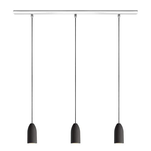 Buchenbusch urban design 3er Hängelampe Küche dark edition, Beton Deckenlampe mit Textilkabel Schwarz, Esstisch Pendelleuchte von Buchenbusch urban design