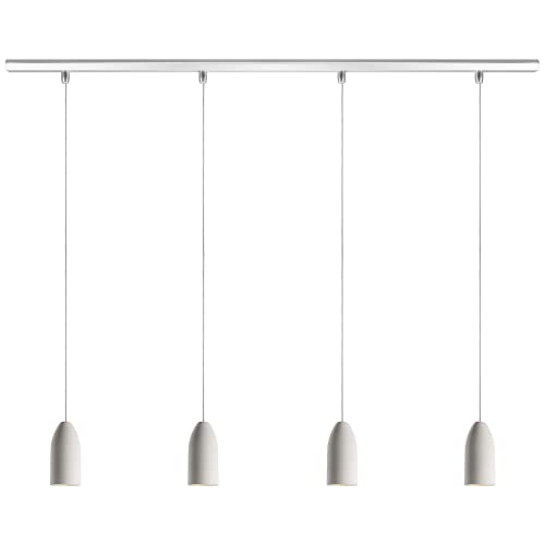Buchenbusch urban design 4er Pendelleuchte Esstisch light edition, Küchenlampe hängend mit Textilkabel Weiss, Beton Hängelampe Wohnzimmer von Buchenbusch urban design