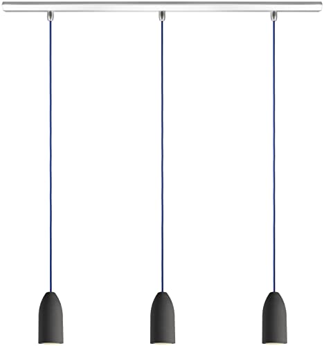 Buchenbusch urban design Beton Deckenlampe hängend rund höhenverstellbar Textilkabel (33 Kabelfarben), 3 Lampenschirme Esstisch Küchenblock Kochinsel blendfrei dimmbar modern von Buchenbusch urban design