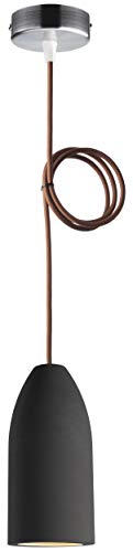 Buchenbusch urban design Betonlampe dark edition 7,5 x 16 cm, Deckenlampe einflammig, LED Pendelleuchte mit Textilkabel Braun, Hängelampe Esstisch Küche Wohnzimmer, Baldachin gebürstet von Buchenbusch urban design