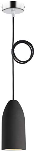 Buchenbusch urban design Betonlampe dark edition 7,5 x 16 cm, Deckenlampe einflammig, LED Pendelleuchte mit Textilkabel Schwarz, Hängelampe Esstisch Küche Wohnzimmer, Baldachin chrom von Buchenbusch urban design