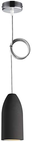 Buchenbusch urban design Betonlampe dark edition 7,5 x 16 cm, Deckenlampe einflammig, LED Pendelleuchte mit Textilkabel Silber, Hängelampe Esstisch Küche Wohnzimmer, Baldachin gebürstet von Buchenbusch urban design