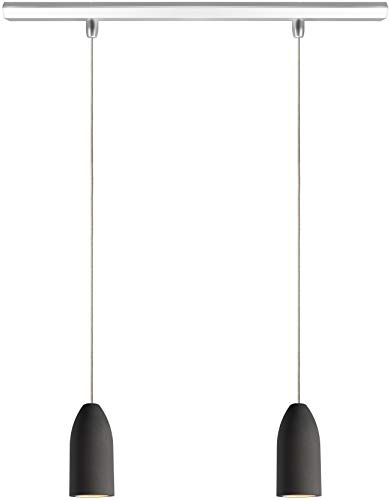 Buchenbusch urban design Deckenlampe 2 flammig dark edition, Beton Hängelampe Wohnzimmer mit Textilkabel Kiesel von Buchenbusch urban design