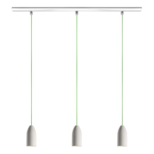 Buchenbusch urban design Dreier Pendelleuchte Esstisch light edition, Deckenlampe mit Textilkabel Neon Grün, Beton Pendelleuchte, Lampe Wohnzimmer von Buchenbusch urban design