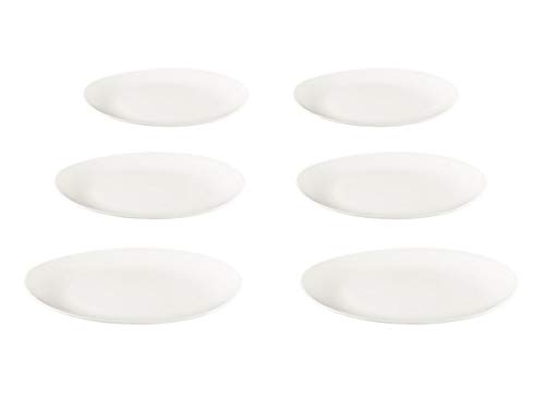 Buchensee Dessertteller, Kuchenteller Set für 6 Personen, weiß, Fine Bone China Porzellan, oval von Buchensee