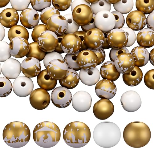 Bucherry Holz-Abstandshalter mit Jesus-Advents-Motiv, rund, 16 mm, lose farbige Perlen für selbstgemachte Weihnachtsschmuckherstellung, Heimdekoration, Girlande, Urlaubsdekoration, 120 Stück Bucherry Holz-Abstandshalter mit Jesus-Advents-Motiv, rund, 16 mm, lose farbige Perlen für selbstgemachte Weihnachtsschmuckherstellung, Heimdekoration, Girlande, Urlaubsdekoration, 120 Stück von Bucherry