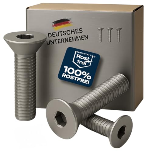 Senkkopfschraube mit Innensechskant Edelstahl V2A, M4 M6 M8 M10, für innen und außen, Vollgewinde, DIN 7991 (10, M6, 10 mm) von Buchetmann2