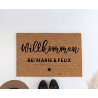 Kokosmatte Fußmatte Kokos Personalisiert Geschenk Zur Hochzeit Personalisiertes Zum Einzug Türmatte Einzugsgeschenk Wäscheleine von Buchstabenkult