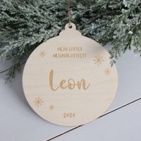 Personalisierte Weihnachtskugel | Erstes Weihnachten Schneeflocke Baumschmuck Baby Erstes Weihnachtsfest Baumkugel Geschenk Geburt von Buchstabenkult