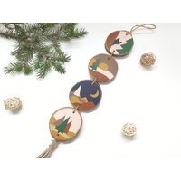 Abstrakte Weihnachtsbaum-Malerei-Kunst Auf Hölzerner Scheiben-Verzierung von BucikoCraft