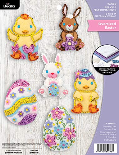 Bucilla, Osterei, 6 Stück Filzapplikation Ornament Kit, Oversized Ostern 6er Set, Filz, Baumwolle von Bucilla