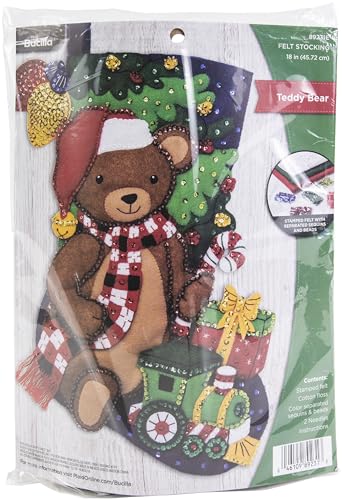 Bucilla 89231E Filz-Weihnachtsstrumpf-Set, 45,7 cm, Teddybär von Bucilla