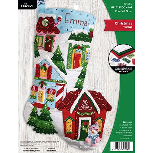 Bucilla Felt Stocking Applique Kit 18" Long-Chistmas Town -89528E von Bucilla