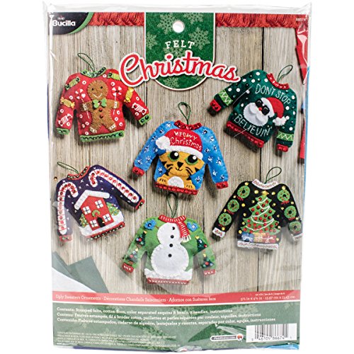 Bucilla Ugly Sweater Ornaments Filzapplikations-Set, Mehrfarbig, 29,89 x 22,86 x 4,57 cm von Bucilla