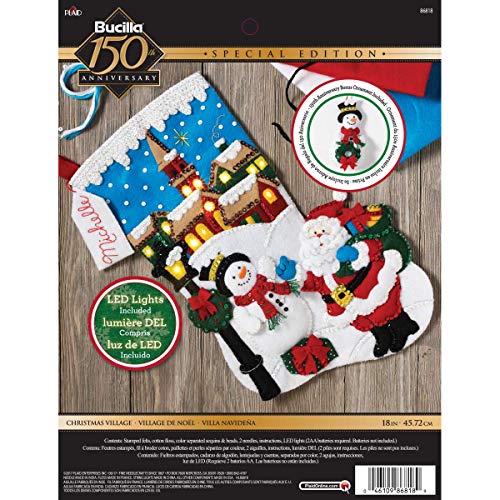 Bucilla 45,7 cm Weihnachtsstrumpf Filz Applikation Kit, 86818 Weihnachtsdorf von Bucilla