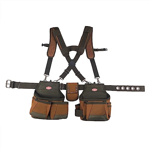 Bucket Boss - Airlift Werkzeuggürtel mit Hosenträgern, Werkzeuggürtel - Original Serie (50100) mit 12 Taschen, Braun, 52 Zoll von Bucket Boss