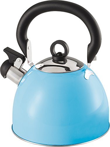 Buckingham Farbe beschichtetem Edelstahl Retro Flötenkessel mit hitzebeständig Phenolharz-Griff, Sky Blau, 2,5 Liter Buckingham Farbe beschichtetem Edelstahl Retro Flötenkessel mit hitzebeständig Phenolharz-Griff, Sky Blau, 2,5 Liter von Buckingham