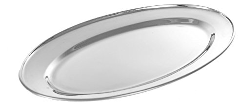 Buckingham Oval Platte, Serviertablett, Tablett, oval, Teller, Fleisch-Platte, Servierplatte, Edelstahl, 45 cm von Buckingham