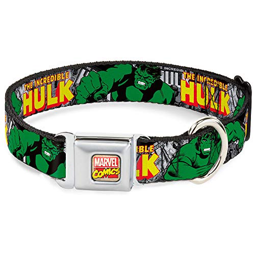 Buckle-Down Seatbelt Buckle Dog Collar - THE INCREDIBLE HULK Action Poses/Stacked Comics - 1" Wide - Fits 15-26" Neck - Large von Buckle-Down