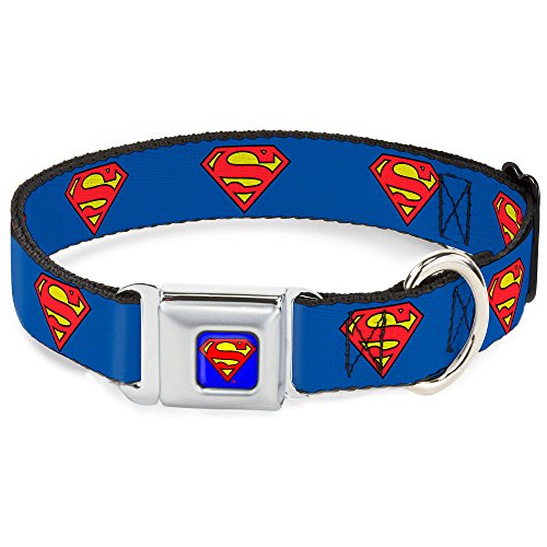 Buckle-Down Dog Collar Seatbelt Buckle Superman Shield Blue 9 to 15 Inches 1.0 Inch Wide, Multi Color (DC-WSM001-S) von Buckle-Down