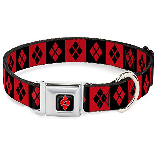 Buckle-Down 22,9–38,1 cm jkg-Harley Quinn Diamant Full Color Schwarz/Rot Hund Halsband von Buckle-Down