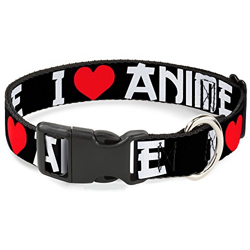 Buckle-Down 11-17" I Heart Anime Bold Black/White/Red Plastic Clip Collar, Medium von Buckle-Down