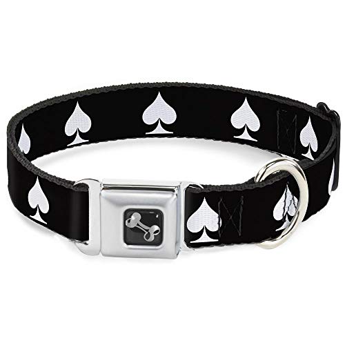 Buckle-Down Hundehalsband, Sicherheitsgurt, Schnalle, Spaten, schwarz, weiß, 28,9 bis 43,2 cm, 2,5 cm breit von Buckle-Down