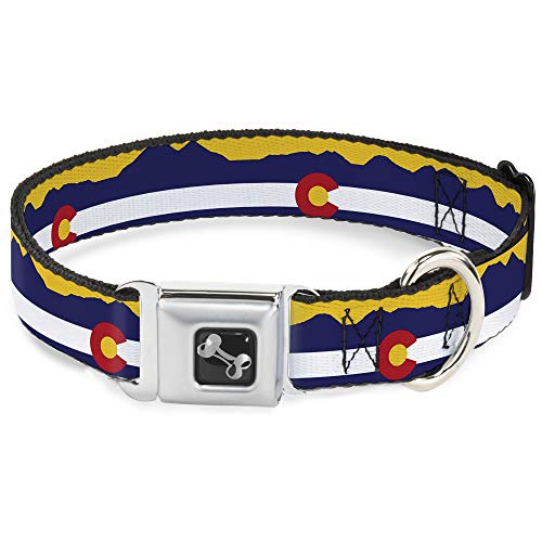 Buckle Down 38,1–66 cm Colorado Flagge/Mountain Silhouette gelb Hund Halsband Knochen, groß von Buckle-Down