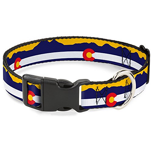 Buckle-Down 38,1–66 cm Colorado Flagge/Mountain Silhouette gelb Kunststoff Clip Halsband, groß von Buckle-Down