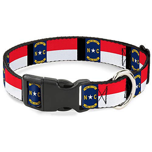 Buckle-Down 38,1–66 cm North Carolina Flagge/schwarz Kunststoff Clip Halsband, groß von Buckle-Down