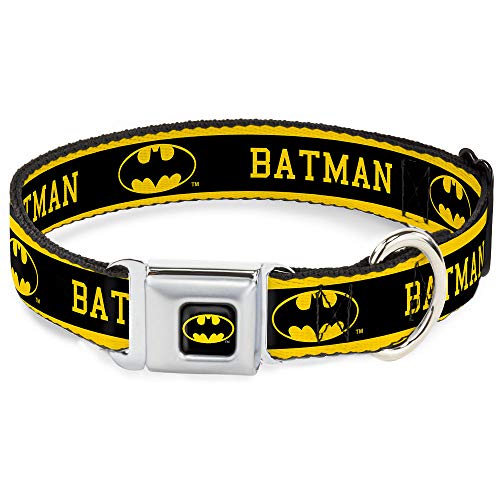 Dog Collar Seatbelt Buckle Batman Logo Stripe Yellow Black 15 to 26 Inches 1.0 Inch Wide von Buckle-Down