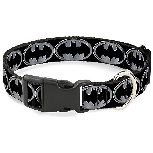 Buckle Down Batman Shield Schwarz/Silber Kunststoff Clip Halsband von Buckle-Down