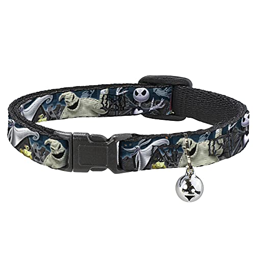 Buckle-Down Breakaway Katzenhalsband – Nightmare Before Christmas 4-stellige Gruppe/Friedhofsszene – 1,27 cm breit – passend für Halsumfang von 20,3–30,5 cm – Größe M von Buckle-Down