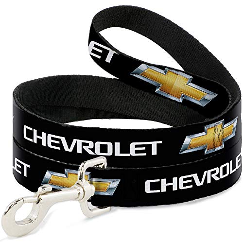 Buckle-Down "Chevy Bowtie Schwarz/Gold Logo Repeat Hund Leine, 6 ' von Buckle-Down