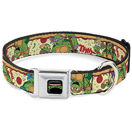 Buckle Down Classic TMNT Schildkröten-Pizza-Hundehalsband, 2,5 x 27,9–43,2 cm, Größe M von Buckle-Down