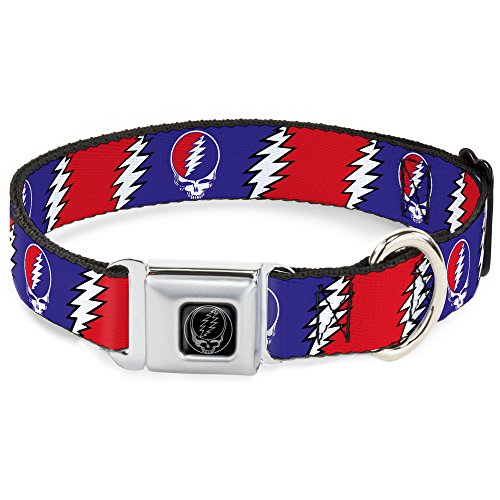 Buckle-Down DC-WGD019-S Sicherheitsgurt-Hundehalsband, Größe S, stehlen Sie Ihr Gesicht mit Blitz, Rot/Weiß/Blau von Buckle-Down