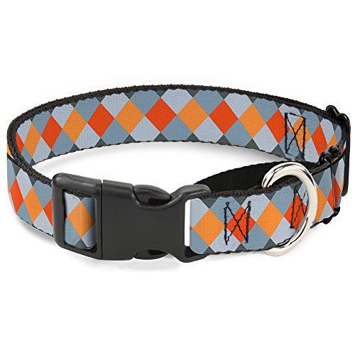 Buckle-Down Diamond Plaid Grays/Orange Martingale Hundehalsband, 3,8 cm Wide-fits 45,7–81,3 cm Neck-Large von Buckle-Down