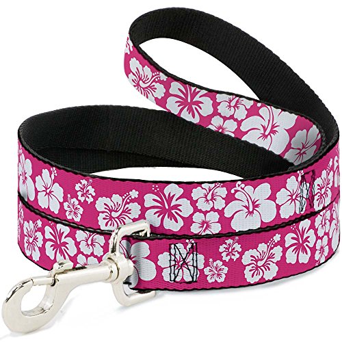 Buckle-Down DL-6FT-W30853 Hibiscus Neon Pink/Weiß Hundeleine, 1,8 m von Buckle-Down