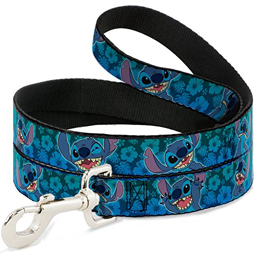 Buckle-Down Dog Leash Stitch Expressions Hibiscus Collage Green Blue Fade 4 Feet Long 1.0 Inch Wide, Multicolor (DL-WDY262) von Buckle-Down