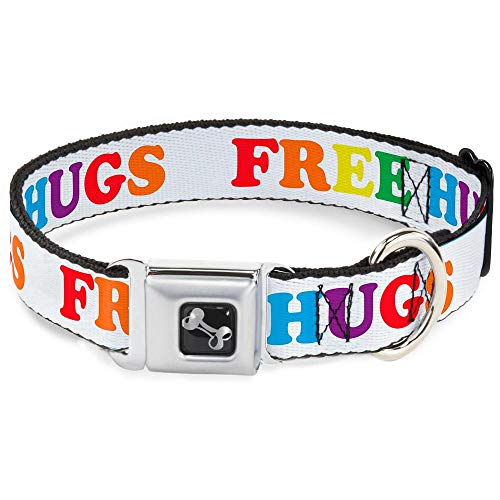 Buckle-Down Free Hugs weiß/Multi Farbe Halsband Bone, breit groß/45,7–81,3 cm von Buckle-Down