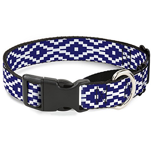 Buckle-Down Geometrische Diamant Blau/Weiß Martingale Hundehalsband, 2,5 cm Wide-fits 27,9–43,2 cm Neck-medium von Buckle-Down