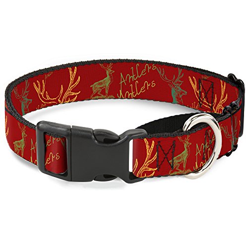 Buckle-Down Geweih braun/türkis/Gold Martingale Hundehalsband, 3,8 cm Wide-fits 40,6–58,4 cm Neck-medium von Buckle-Down