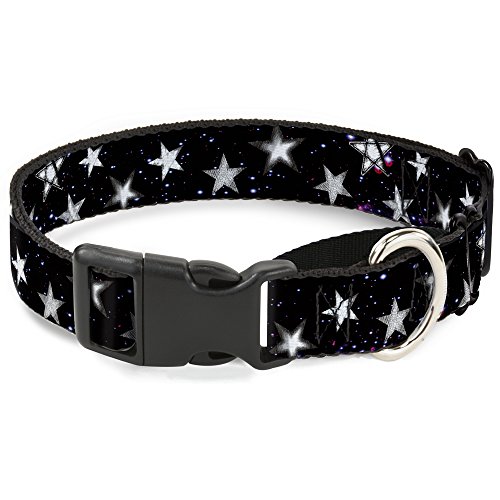 Buckle-Down Glowing Stars In Space Martingale-Hundehalsband, 2,5 cm breit, passend für 27,9–43,2 cm Halsumfang, Schwarz/Violett/Weiß, Größe M von Buckle-Down