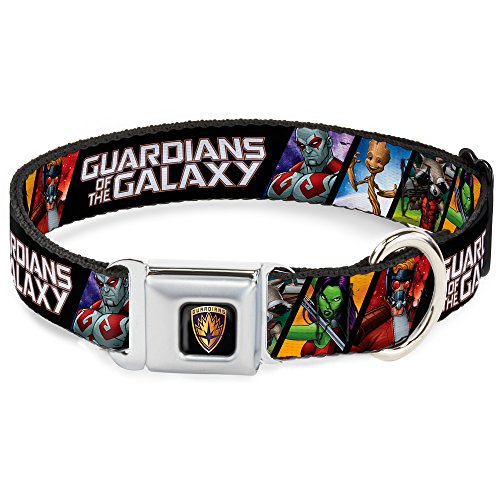 Buckle-Down Guardians of The Galaxy Hundehalsband, mit Schnalle, 5 Figuren, 2,5 cm breit, passend für Halsumfang von 27,9–43,2 cm, Größe M von Buckle-Down