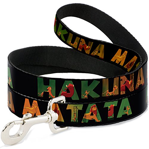 Buckle-Down Hakuna Matata Hundeleine, Motiv König der Löwen, 122 cm lang, 1,27 cm, Schwarz von Buckle-Down