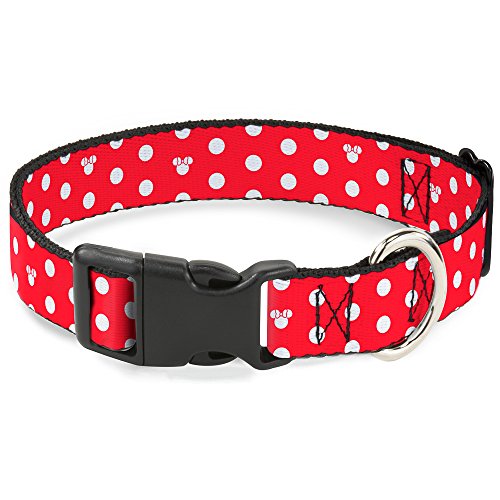 Buckle-Down Halsband mit Clip aus Kunststoff, Minnie-Maus-Design, gepunktet, Mini-Silhouette, 1,27 cm breit, passend für 15,2–22,9 cm Halsumfang, Größe S von Buckle-Down