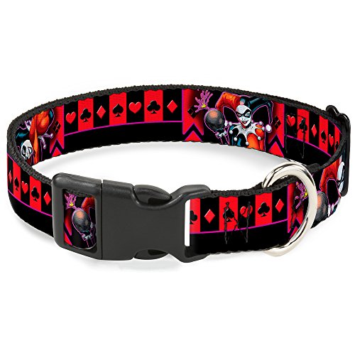 Buckle-Down Harley Quinn Bomb Poses/Suits Black/Purple/Red Plastic Clip Collar, Medium/11-17 von Buckle-Down