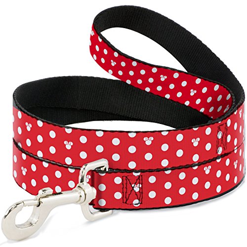 Buckle-Down Haustier-Leine, Minnie Mouse, gepunktet, Mini-Silhouette, Rot/Weiß, 180 cm lang – 2,5 cm breit von Buckle-Down